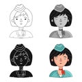 Stewardess icon in cartoon style isolated on white background. People of different profession symbol stock vector