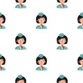 Stewardess icon in cartoon style isolated on white. People of different profession pattern stock vector