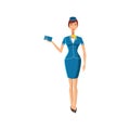 Stewardess icon in cartoon style