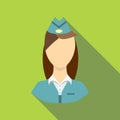 Stewardess icon, flat style