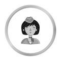 Stewardess icon in monochrome style isolated on white. People of different profession symbol stock vector