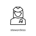 stewardess icon. Trendy modern flat linear vector stewardess icon on white background from thin line Professions collection