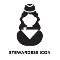 Stewardess icon vector isolated on white background, logo concept of Stewardess sign on transparent background, black filled