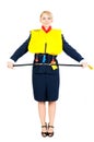 Stewardess in a life jacket Royalty Free Stock Photo