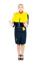 Stewardess in a life jacket Royalty Free Stock Photo