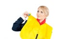 Stewardess in a life jacket Royalty Free Stock Photo