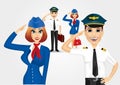 Stewardess and pilot saluting