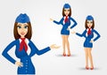 Stewardess showing something