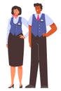 Stewardess and steward or air hostesses, flat vector illustration isolated.