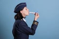Stewardess wearing professional aviation uniform
