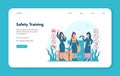 Stewardess web banner or landing page. Beautiful female flight