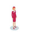 Air Hostess or Stewardess Isometric Depiction