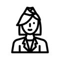 stewardess woman profession line icon vector illustration