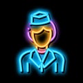 Stewardess Woman Silhouette neon glow icon illustration