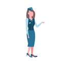 Stewardess woman in uniform and hat airport crew worker professional occupation concept female cartoon character full