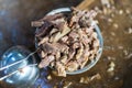 Stewed beef and offal pick from the hot soup Royalty Free Stock Photo