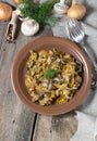 Stewed cabbage with mushrooms and carrot Royalty Free Stock Photo