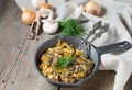 Stewed cabbage with mushrooms and carrot Royalty Free Stock Photo