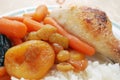 Stewed carrots with rice and chicken Royalty Free Stock Photo