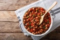 Stewed cranberry beans or borlotti in tomato sauce with herbs cl Royalty Free Stock Photo