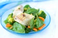 Stewed haddock and salad