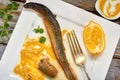 Stewed lamprey on plate Royalty Free Stock Photo