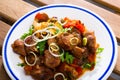 Stewed meat with vegetables and mushrooms Royalty Free Stock Photo