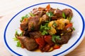 Stewed meat with vegetables and mushrooms Royalty Free Stock Photo