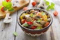 Stewed mushrooms with onion and sweet peppers