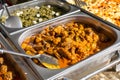 Stewed Okra in Street Buffet, Traditional Asian Dish