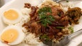 Stewed pork knuckle with Rice and boiled egg Royalty Free Stock Photo