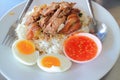 Stewed pork leg and egg on rice Royalty Free Stock Photo