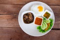 Stewed pork leg and egg with rice Royalty Free Stock Photo