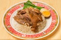 Stewed pork leg on rice with boiled egg, Traditional food in Thailand. Royalty Free Stock Photo