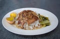 Stewed pork leg on rice Royalty Free Stock Photo