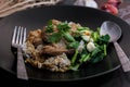 Stewed pork leg on rice, Thai food and street food that Thai people like to eat. or what we call Royalty Free Stock Photo