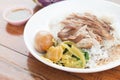 Stewed pork leg topped on rice Kao Ka Moo Royalty Free Stock Photo