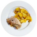 Stewed pork and potato pieces served in a plate Royalty Free Stock Photo