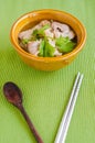 Stewed pork soup with morning glory and bean sprout. Royalty Free Stock Photo