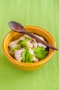 Stewed pork soup with morning glory and bean sprout. Royalty Free Stock Photo