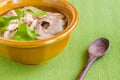 Stewed pork soup with morning glory and bean sprout. Royalty Free Stock Photo