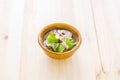 Stewed pork soup with morning glory and bean sprout. Royalty Free Stock Photo