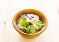 Stewed pork soup with morning glory and bean sprout. Royalty Free Stock Photo