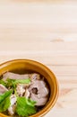 Stewed pork soup with morning glory and bean sprout. Royalty Free Stock Photo