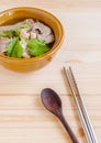 Stewed pork soup with morning glory and bean sprout Royalty Free Stock Photo