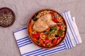 Stewed poultry with vegetables and beans Royalty Free Stock Photo