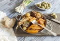 Stewed rabbit stifado with sweet potatoes Greek cuisine