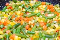 Stewed sliced vegetables in a pan