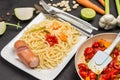 Stewed tomatoes in frying pan