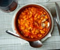 Stewed white beans with clams, spanish cuisine Royalty Free Stock Photo